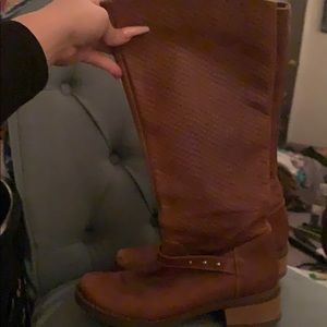 Brown leather boots